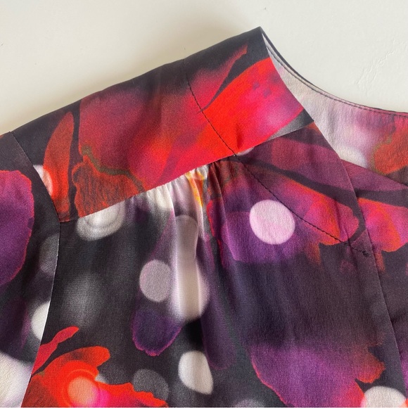 Amanda Uprichard 100% Silk Abstract Floral Print Blouse Size Large - Picture 3 of 4
